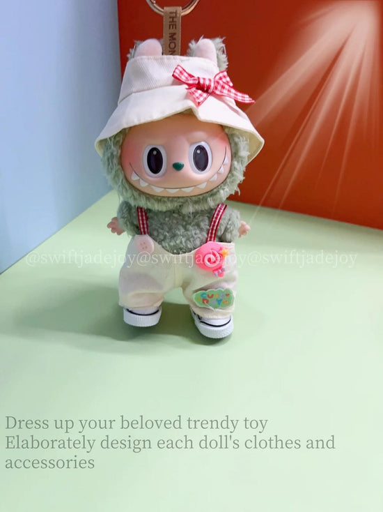 Labubu bow hat suspenders summer three-piece outfit  Matching Set