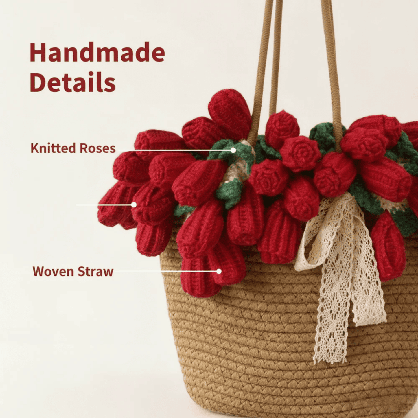 Crochet rose blanket, Handmade women's bag, Bouquet gift