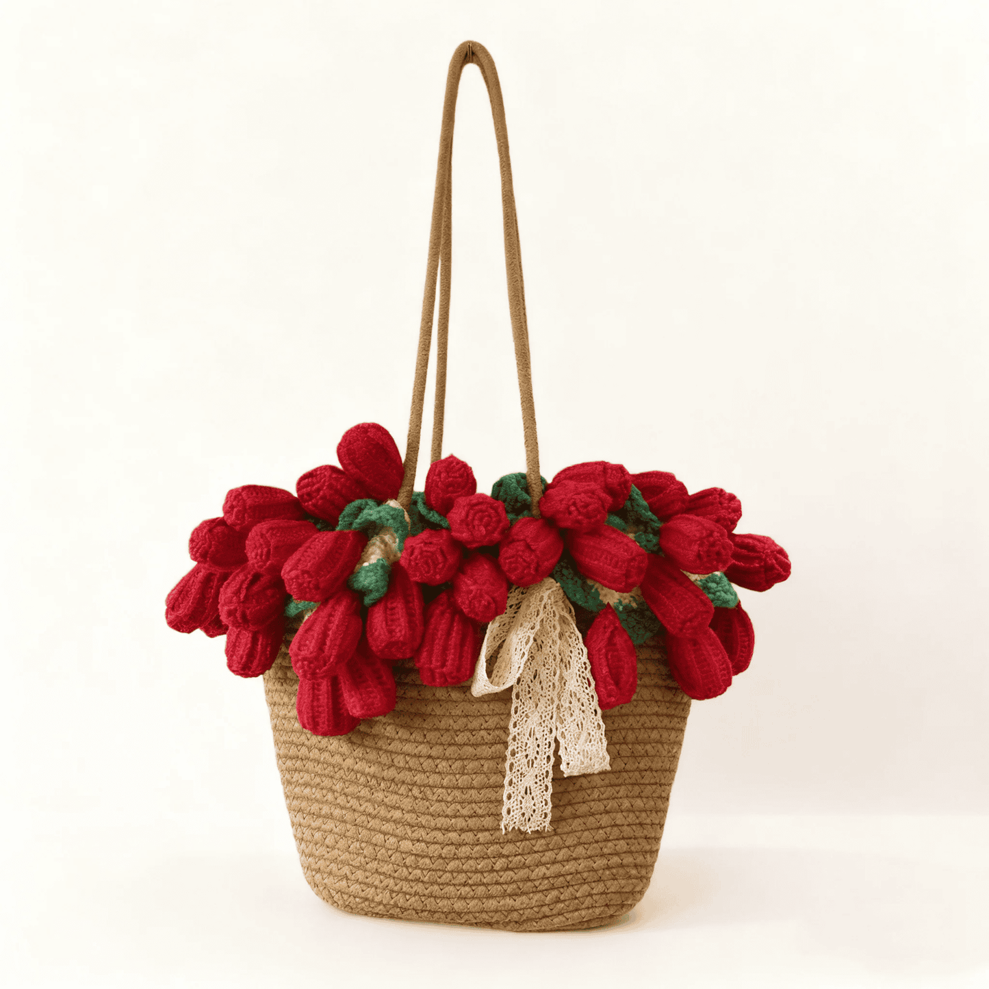 Crochet rose blanket, Handmade women's bag, Bouquet gift