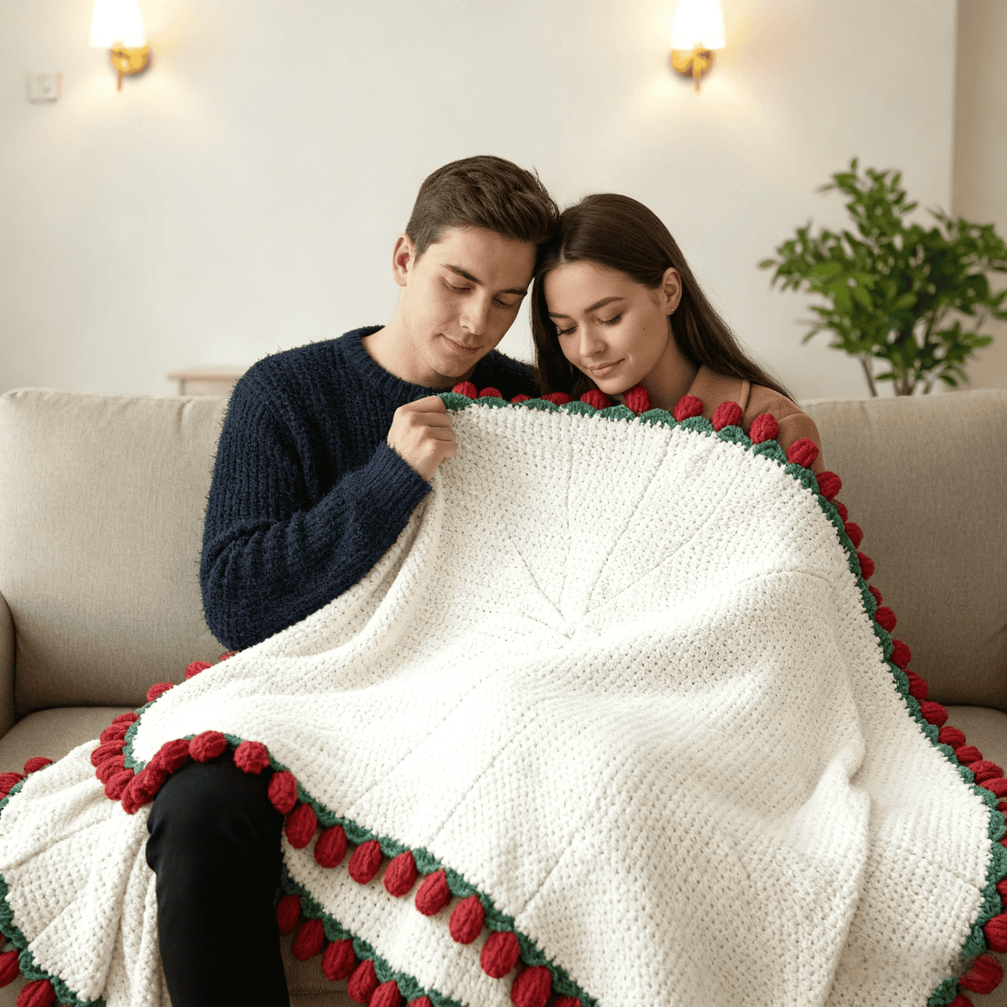 Bouquet gift knitted flower blankets