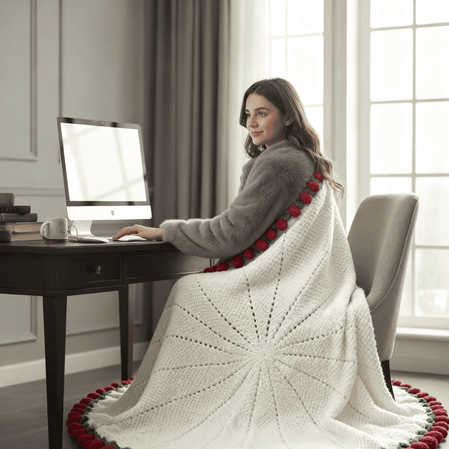 Bouquet gift knitted flower blankets