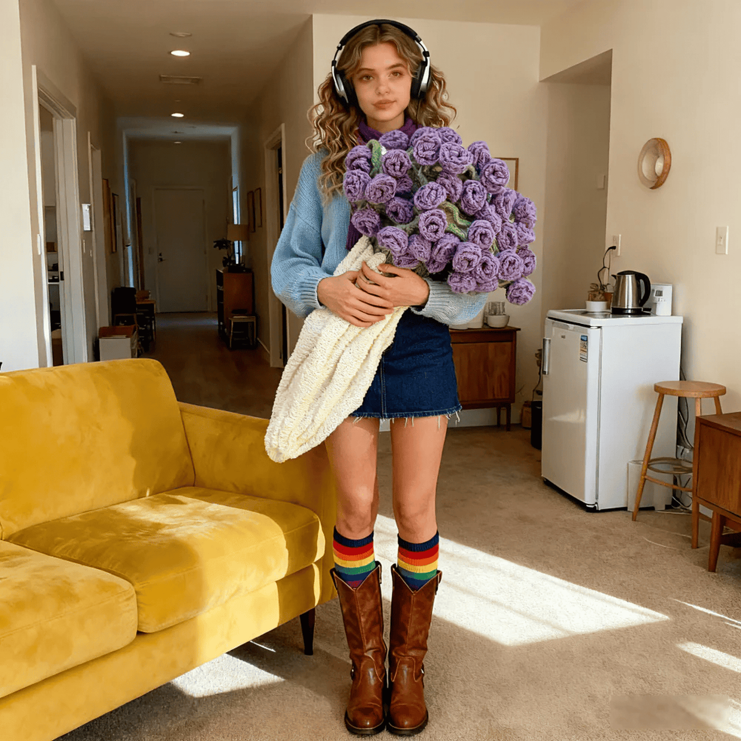 A bouquet of crocheted roses that never fades, a Mother's Day gift