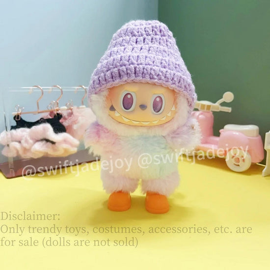 Labubu clothes Labubu fashion   Hand-knitted Sweater + Hand-knitted Beanie (1105)