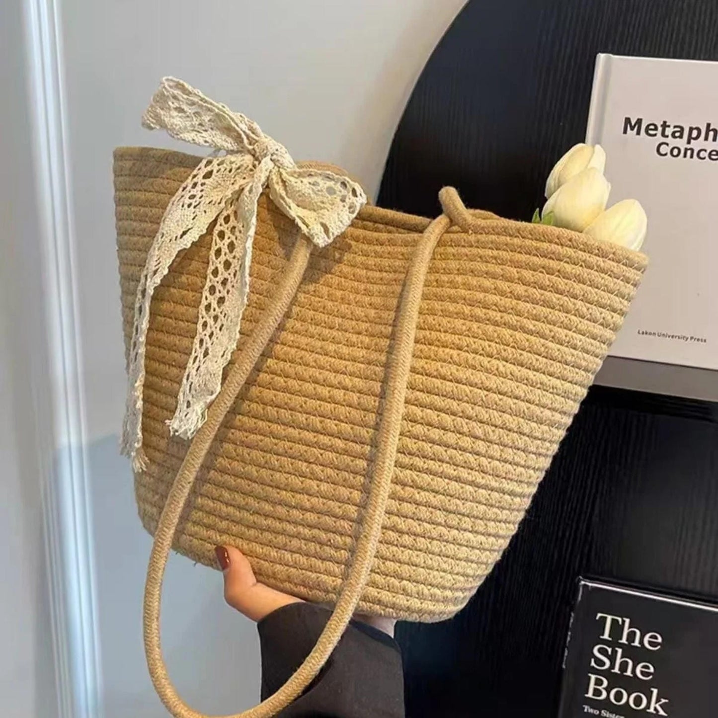 Crochet rose blanket, Handmade women's bag, Bouquet gift