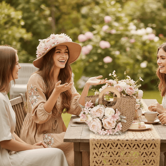 Beach vacation girl style floral handmade straw woven tote bag