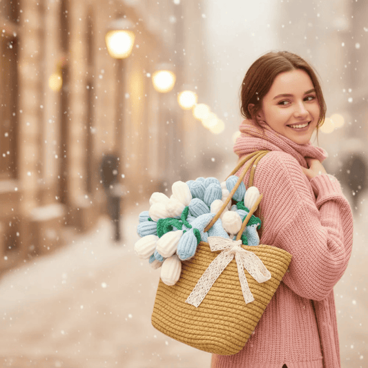 Handmade crocheted rose bouquet, women's bag, graduation gift, home decor