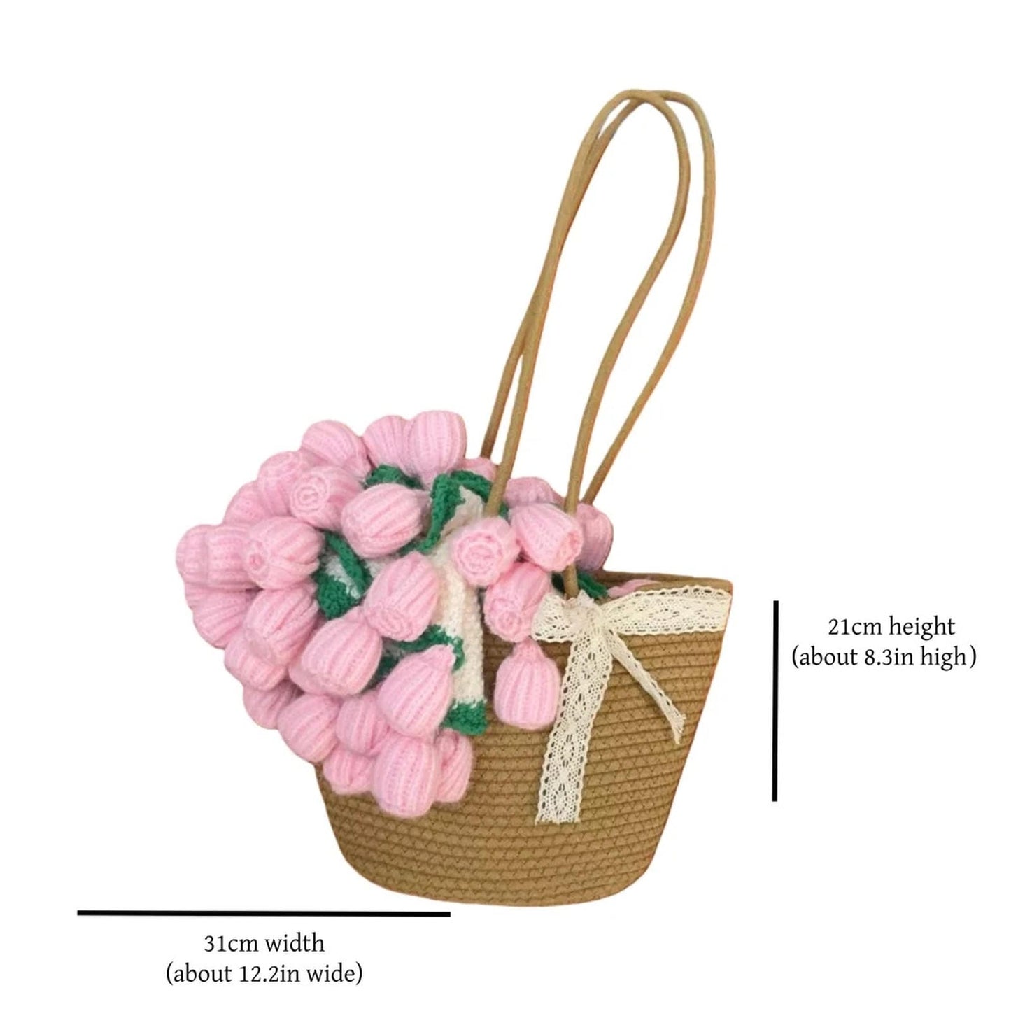 Crochet rose bouquet shoulder bag for women
