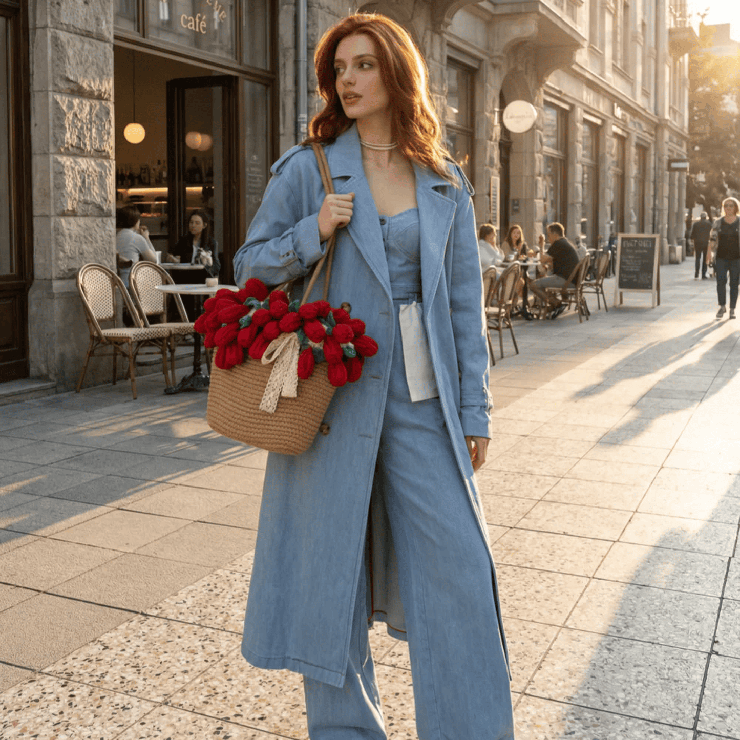 Crochet rose blanket, Handmade women's bag, Bouquet gift