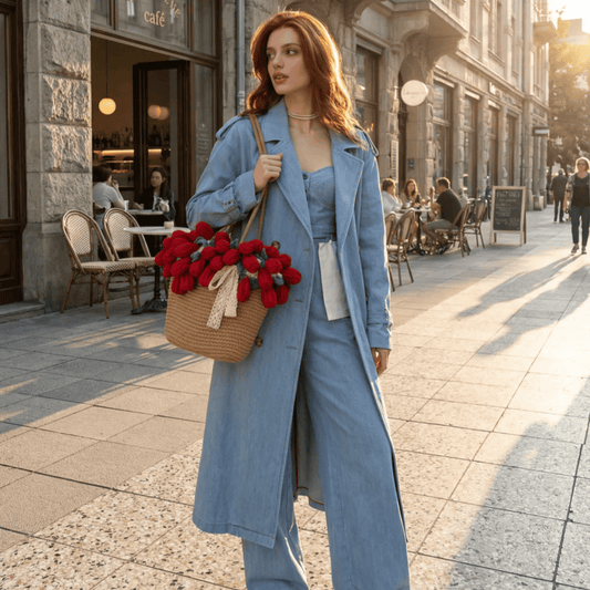 Crochet rose blanket, Handmade women's bag, Bouquet gift