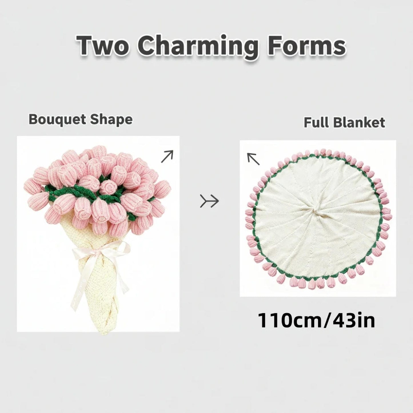 Crochet rose bouquet shoulder bag for women